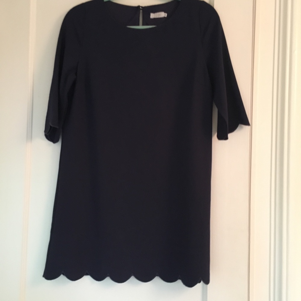 Navy Scallop Dress